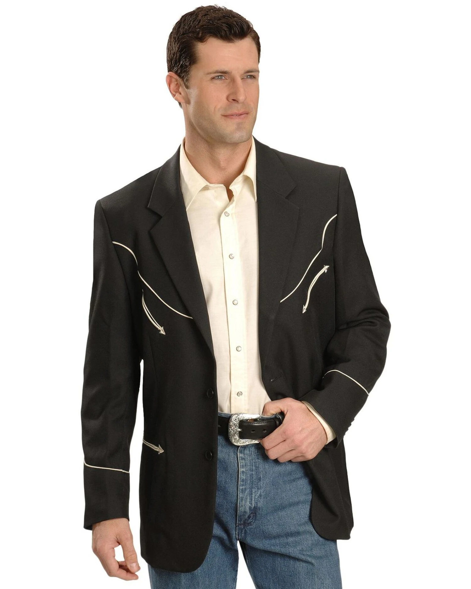 Scully Men's Black Retro Western Jacket 3 Scully Men's Black Retro Western Jacket