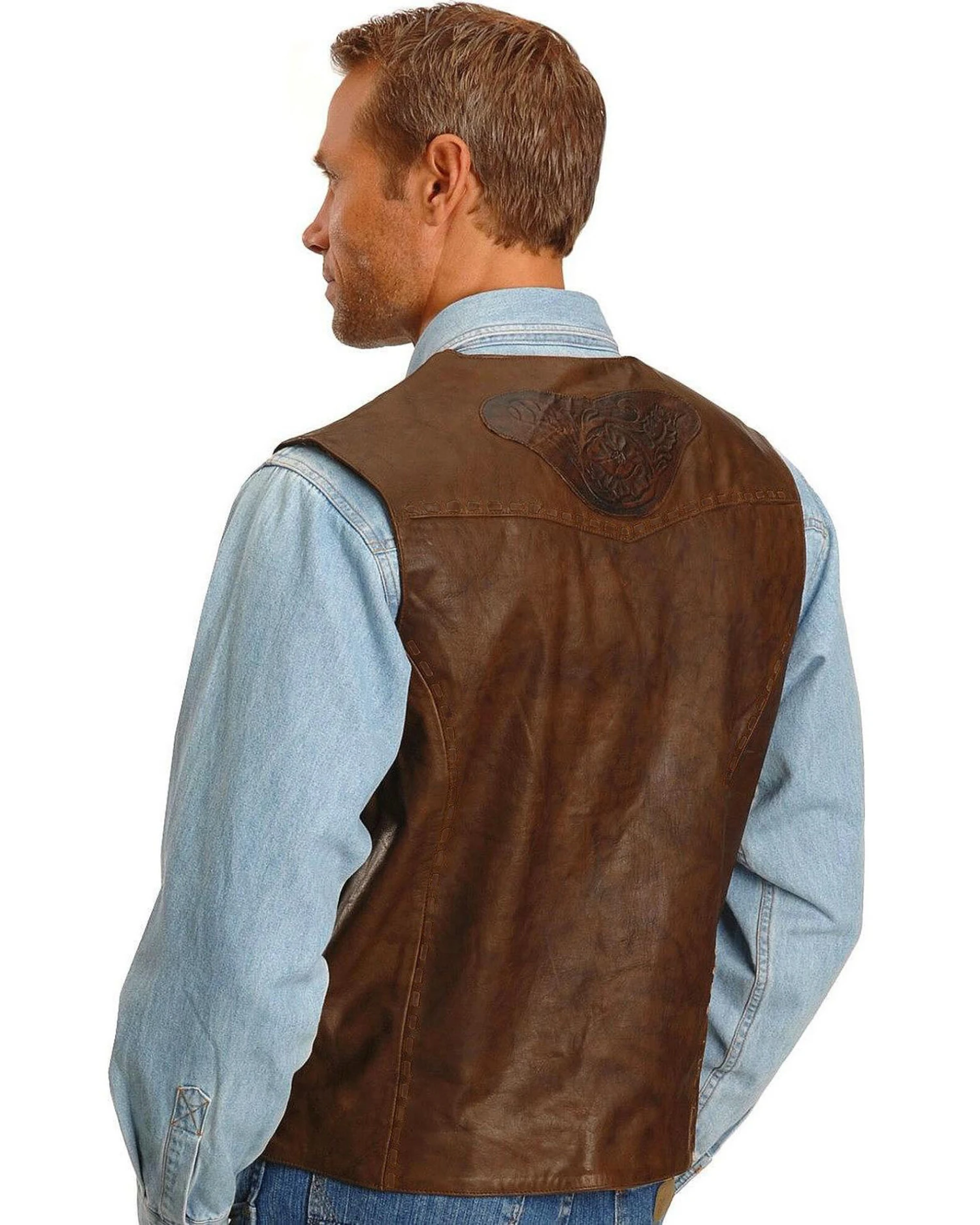 Kobler Tooled Leather Vest 6 Kobler Tooled Leather Vest - Image 4