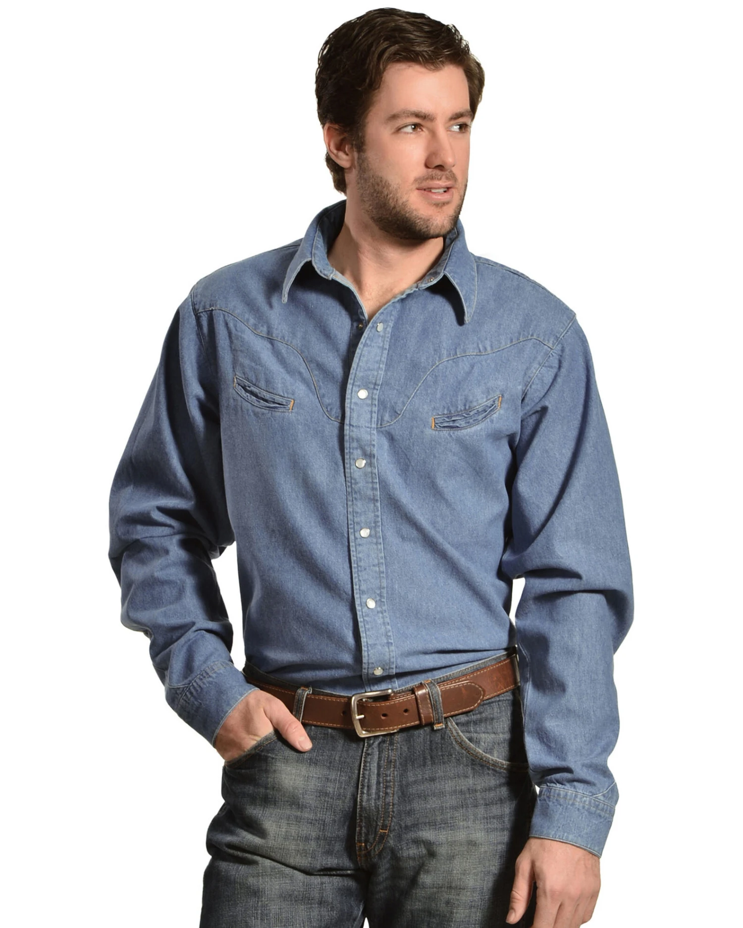 Schaefer Men's Vintage Chisholm Long Sleeve Denim Work Shirt 4 Schaefer Men's Vintage Chisholm Long Sleeve Denim Work Shirt - Image 2