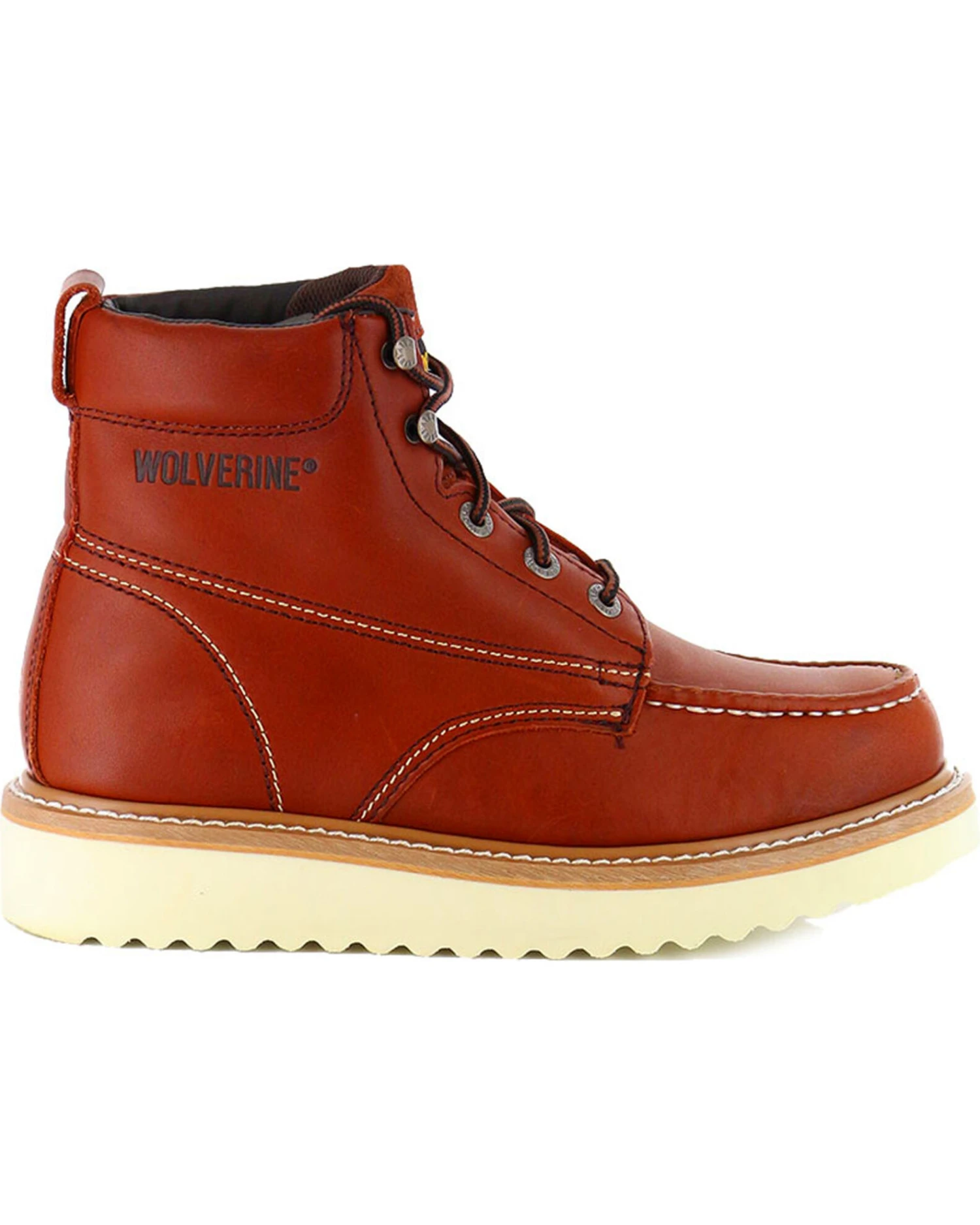 Wolverine Men's Wedge Sole Lace-Up Leather Work Boots - Moc Toe 8 Wolverine Men's Wedge Sole Lace-Up Leather Work Boots - Moc Toe - Image 6