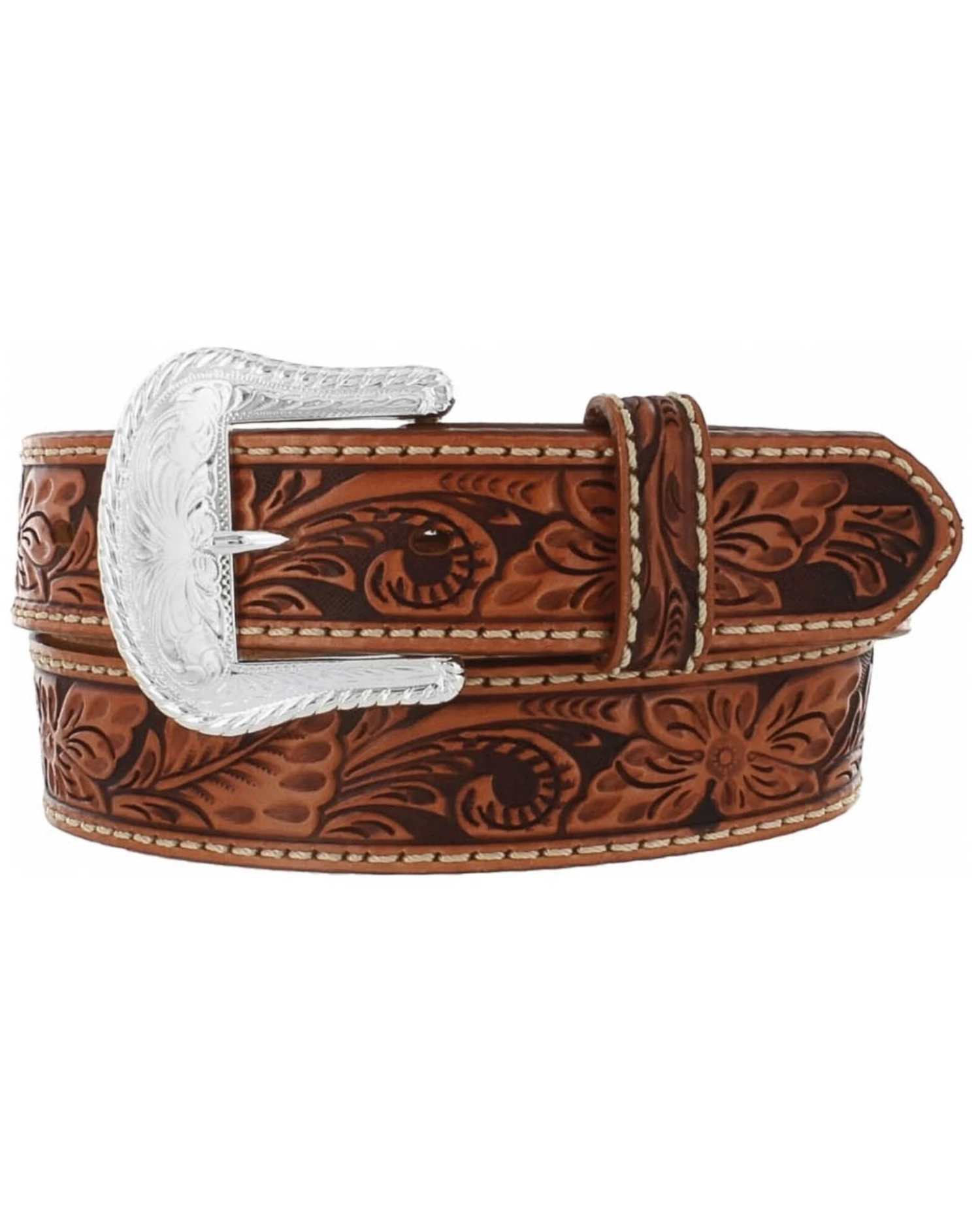 Tony Lama Men's Floral Tooled Leather Belt - Reg & Big 6 Tony Lama Men's Floral Tooled Leather Belt - Reg & Big - Image 4