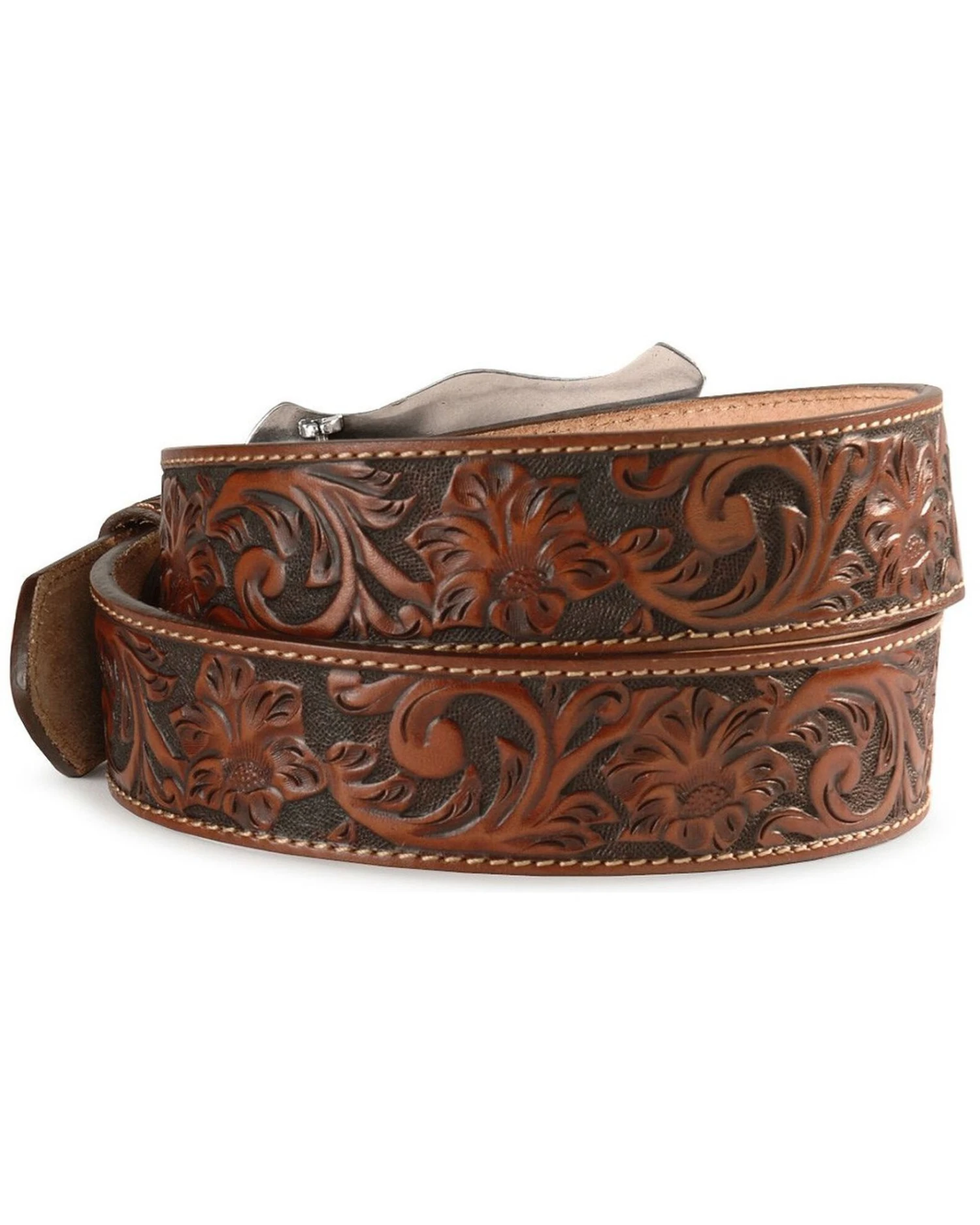 Justin Men's Longhorn Buckle Leather Belt - Reg. & Big 4 Justin Men's Longhorn Buckle Leather Belt - Reg. & Big - Image 2