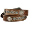 Ariat Men's Fabric Inlay Concho & Basketweave Leather Belt 2 Ariat Men's Fabric Inlay Concho & Basketweave Leather Belt -Western Cowboy Equipment Store 120K64 19 P2