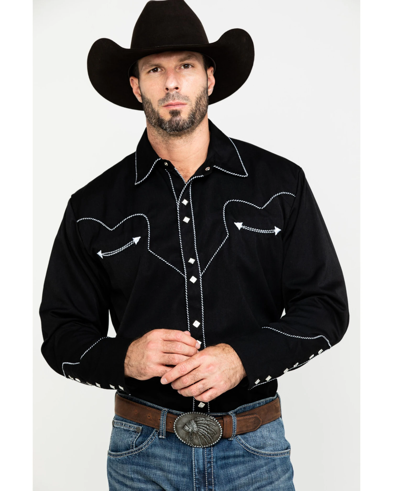 Scully Men's Embroidered Long Sleeve Snap Western Shirt 4 Scully Men's Embroidered Long Sleeve Snap Western Shirt - Image 2
