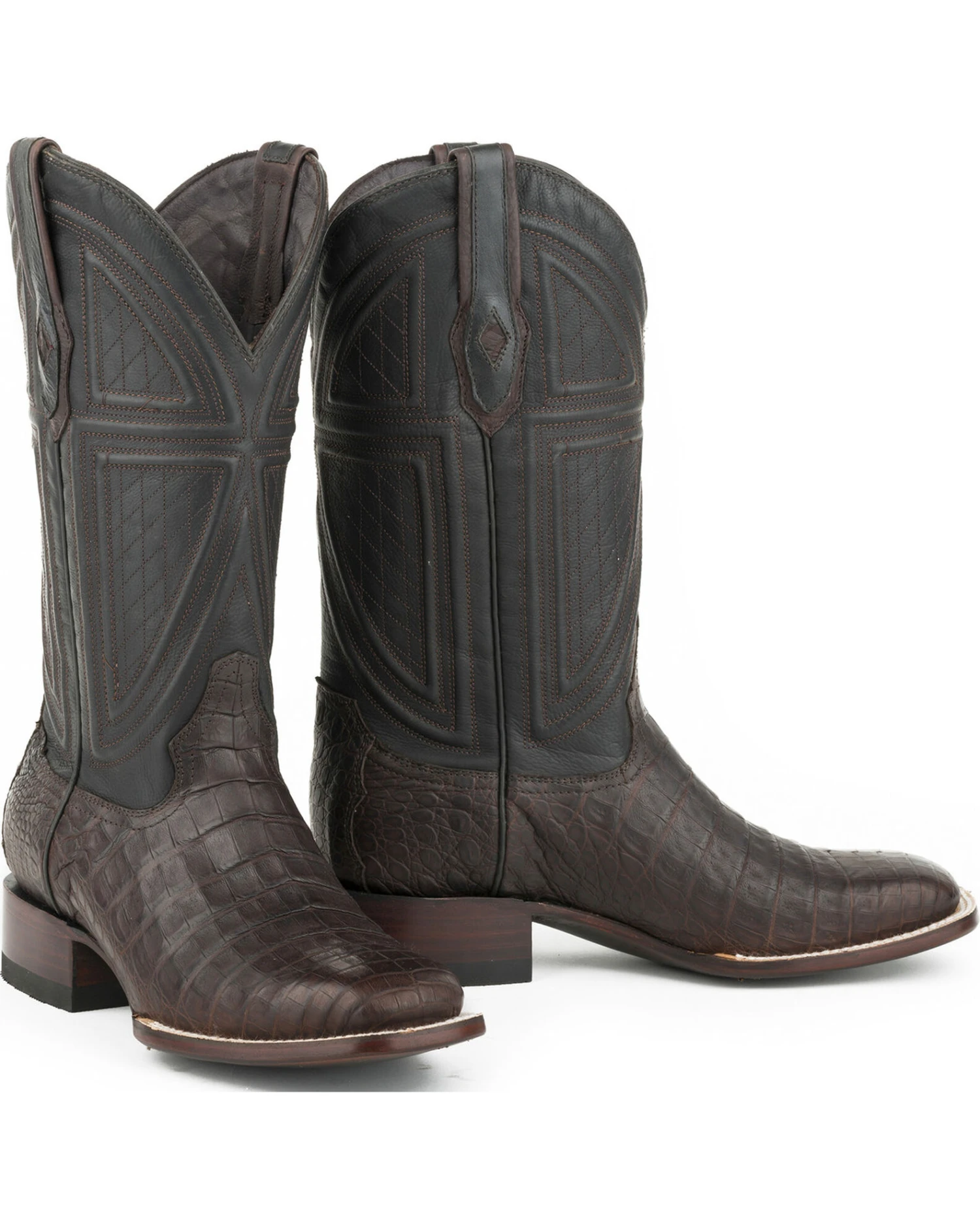 Stetson Men's Caiman Belly Vamp Western Boots - Square Toe 4 Stetson Men's Caiman Belly Vamp Western Boots - Square Toe - Image 2