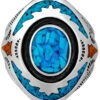 Silver Legends Women's Turquoise And Coral Southwestern Ring