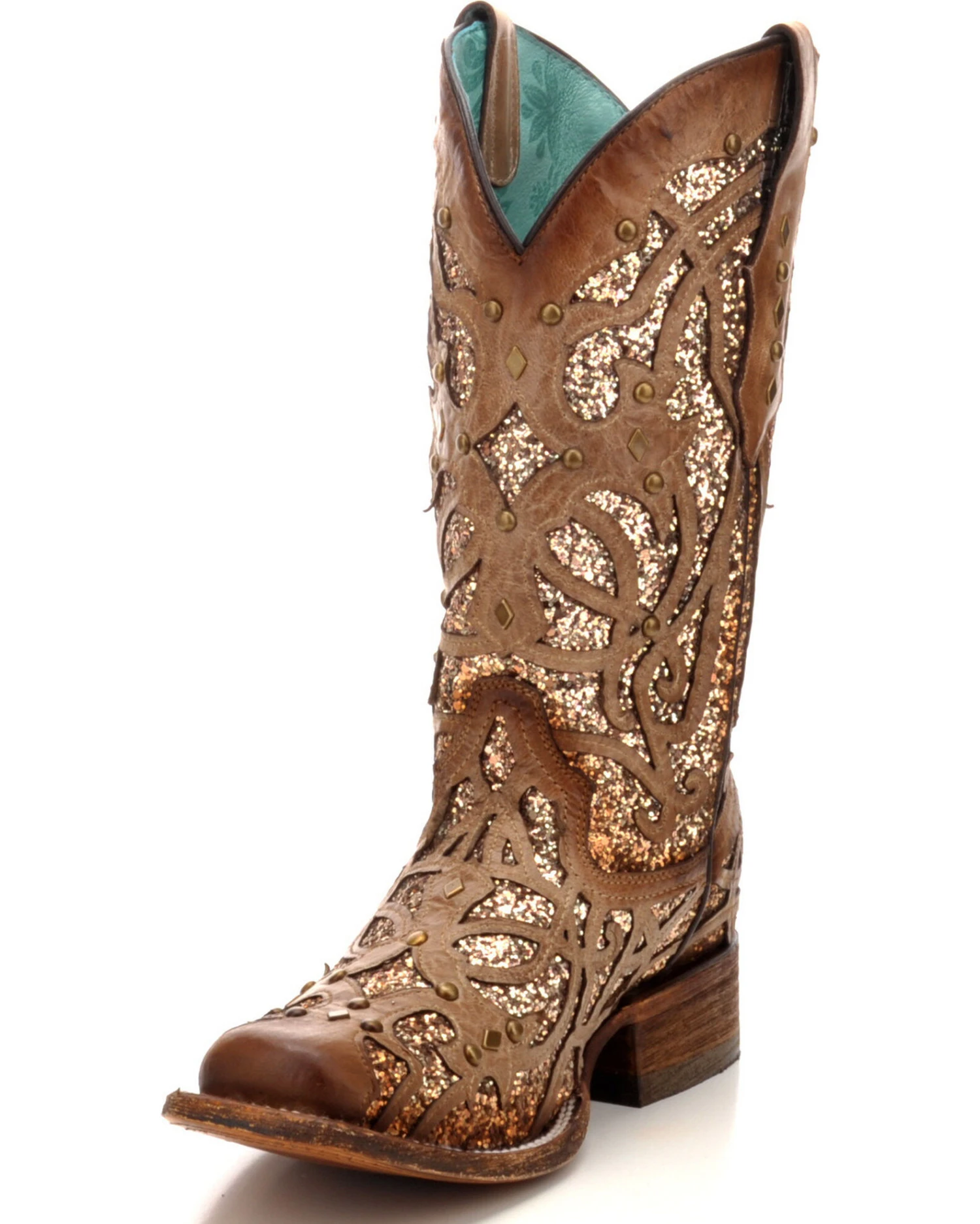Corral Women's Orix Glitter Inlay & Studded Western Boots - Square Toe 4 Corral Women's Orix Glitter Inlay & Studded Western Boots - Square Toe - Image 2