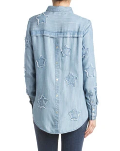 Miss Me Women's Denim Star Long Sleeve Button Down Shirt 8 Miss Me Women's Denim Star Long Sleeve Button Down Shirt -Western Cowboy Equipment Store 2000249464 402 P2