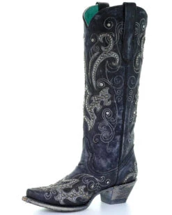 Corral Women's Tall Studded Overlay & Crystals Western Boots - Snip Toe 16 Corral Women's Tall Studded Overlay & Crystals Western Boots - Snip Toe -Western Cowboy Equipment Store 2000253796 001 D1