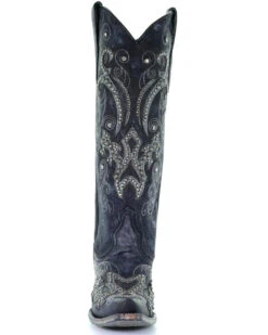Corral Women's Tall Studded Overlay & Crystals Western Boots - Snip Toe