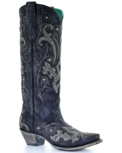 Corral Women's Tall Studded Overlay & Crystals Western Boots - Snip Toe 11 Corral Women's Tall Studded Overlay & Crystals Western Boots - Snip Toe -Western Cowboy Equipment Store 2000253796 001 P1