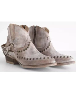 Circle G Women's Harness & Studs Booties - Round Toe