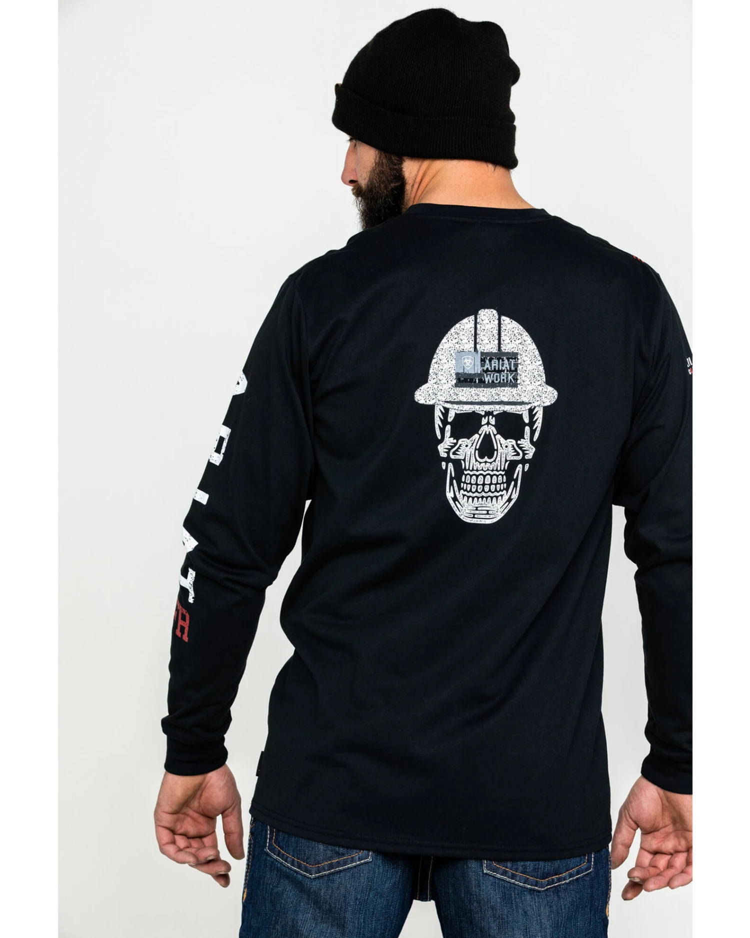 Ariat Men's FR Roughneck Skull Logo Crew Long Sleeve Work T-Shirt 3 Ariat Men's FR Roughneck Skull Logo Crew Long Sleeve Work T-Shirt