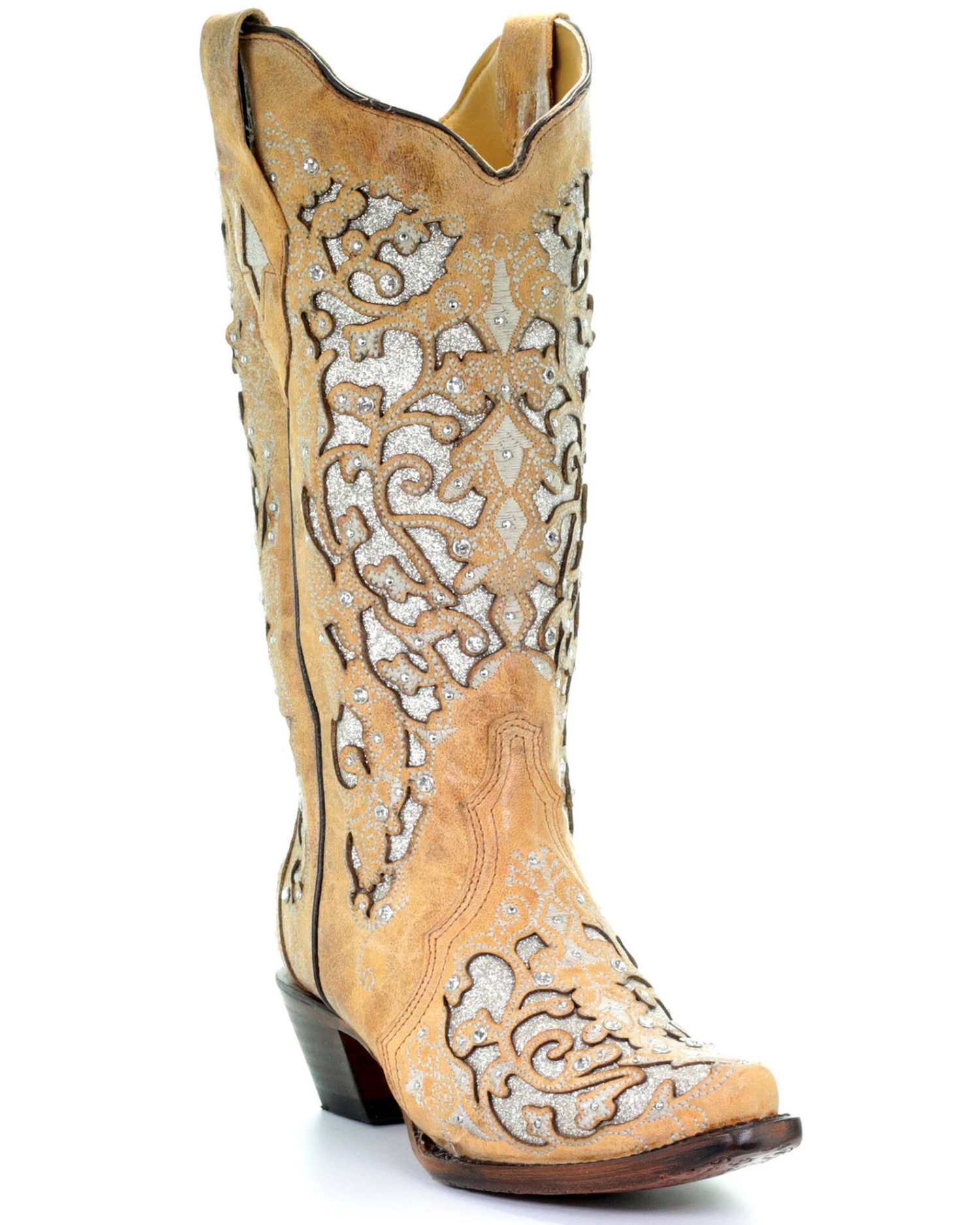Corral Women's Glitter Floral Inlay Western Boots - Snip Toe 5 Corral Women's Glitter Floral Inlay Western Boots - Snip Toe - Image 3