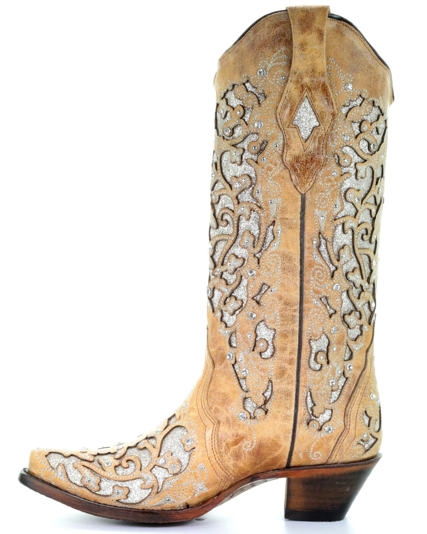 Corral Women's Glitter Floral Inlay Western Boots - Snip Toe 6 Corral Women's Glitter Floral Inlay Western Boots - Snip Toe - Image 4