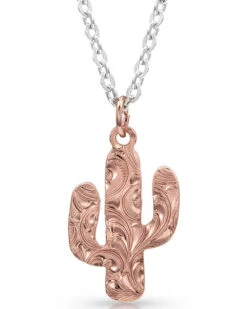 Montana Silversmiths Women's Desert Darling Rose Cactus Pendant Necklace 5 Montana Silversmiths Women's Desert Darling Rose Cactus Pendant Necklace -Western Cowboy Equipment Store 2000279838 040 P1