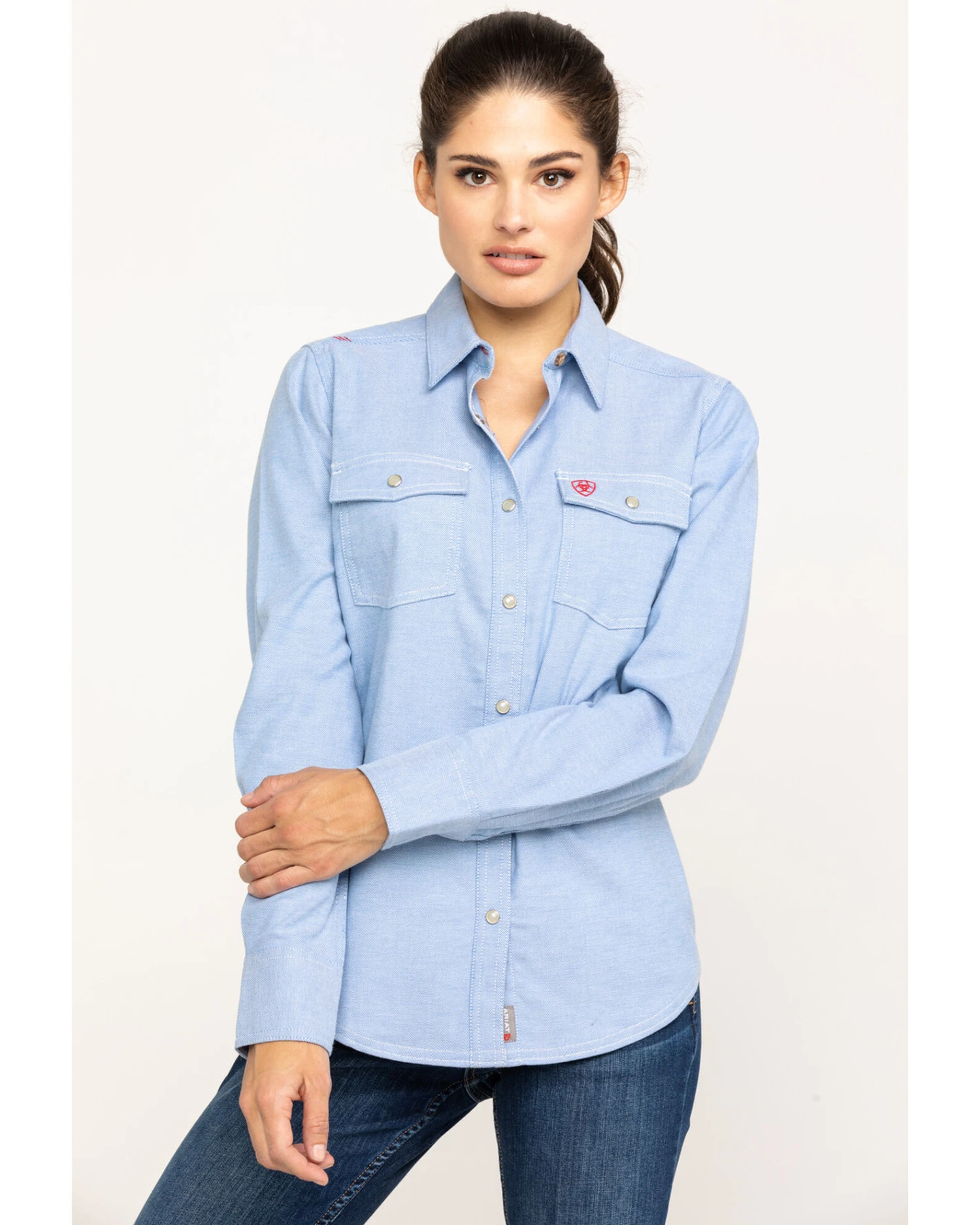 Ariat Women's FR Solid DuraStretch Long Sleeve Snap Work Shirt 3 Ariat Women's FR Solid DuraStretch Long Sleeve Snap Work Shirt