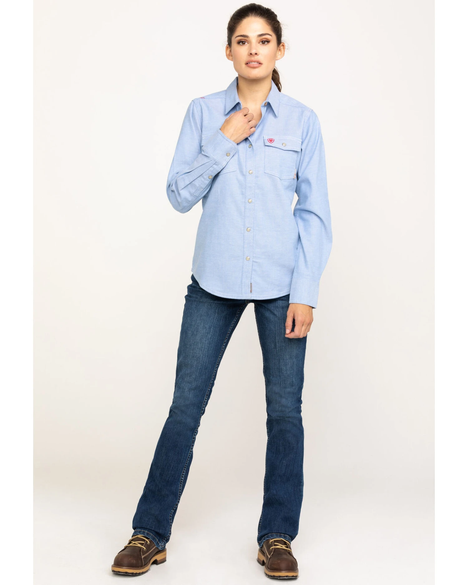Ariat Women's FR Solid DuraStretch Long Sleeve Snap Work Shirt 6 Ariat Women's FR Solid DuraStretch Long Sleeve Snap Work Shirt - Image 4