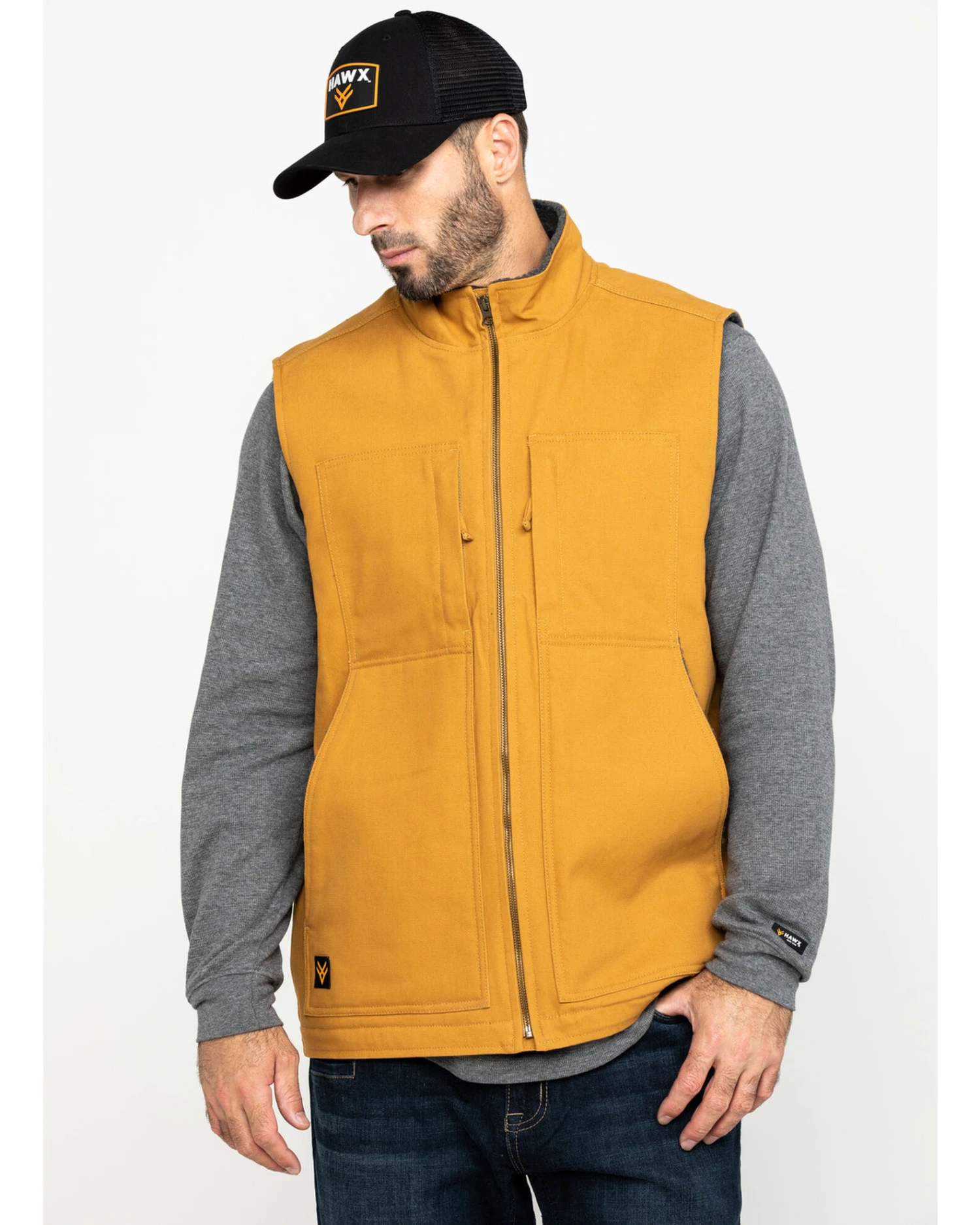 Hawx Men's Khaki Canvas Sherpa Lined Work Vest 6 Hawx Men's Khaki Canvas Sherpa Lined Work Vest - Image 4