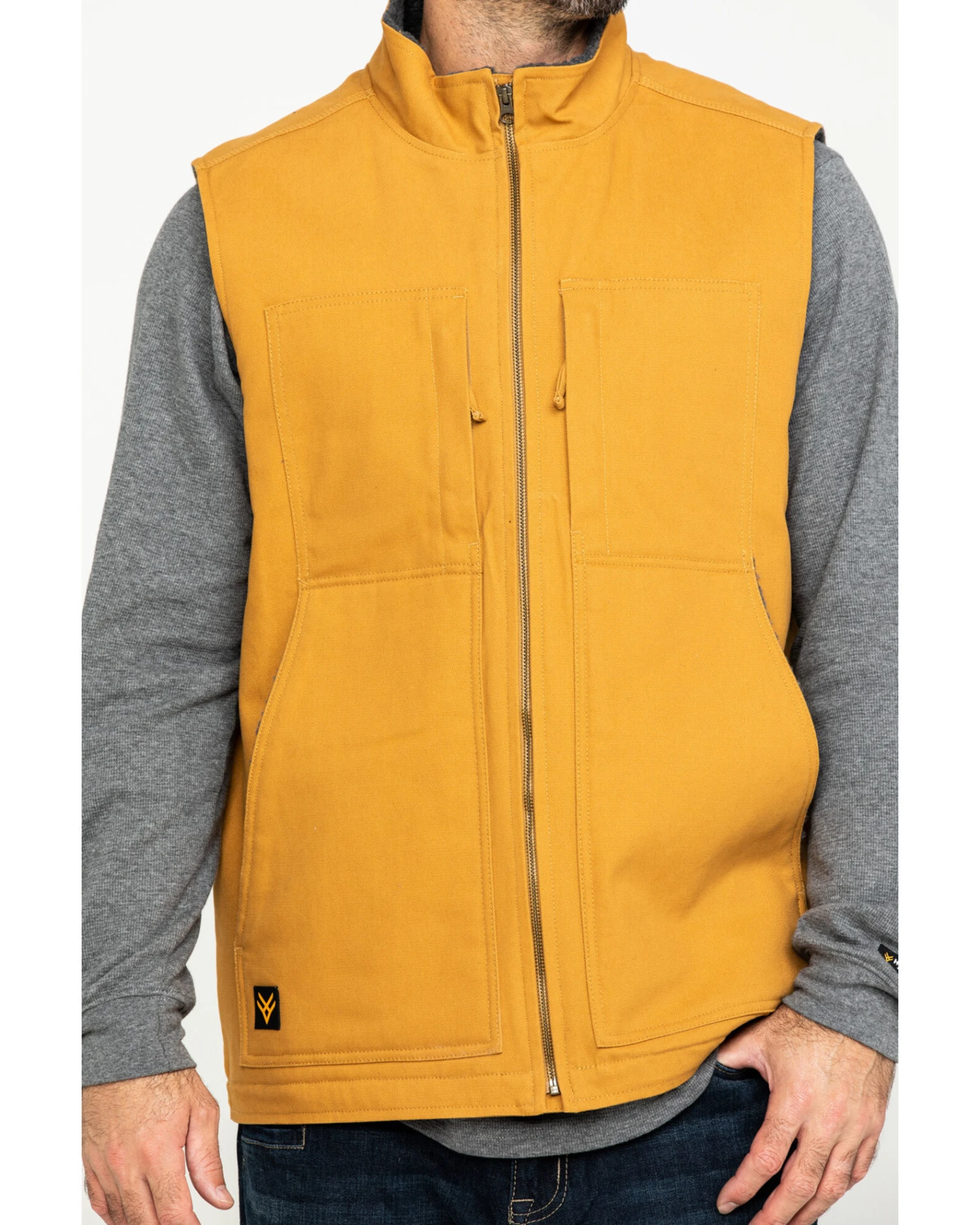 Hawx Men's Khaki Canvas Sherpa Lined Work Vest 7 Hawx Men's Khaki Canvas Sherpa Lined Work Vest - Image 5
