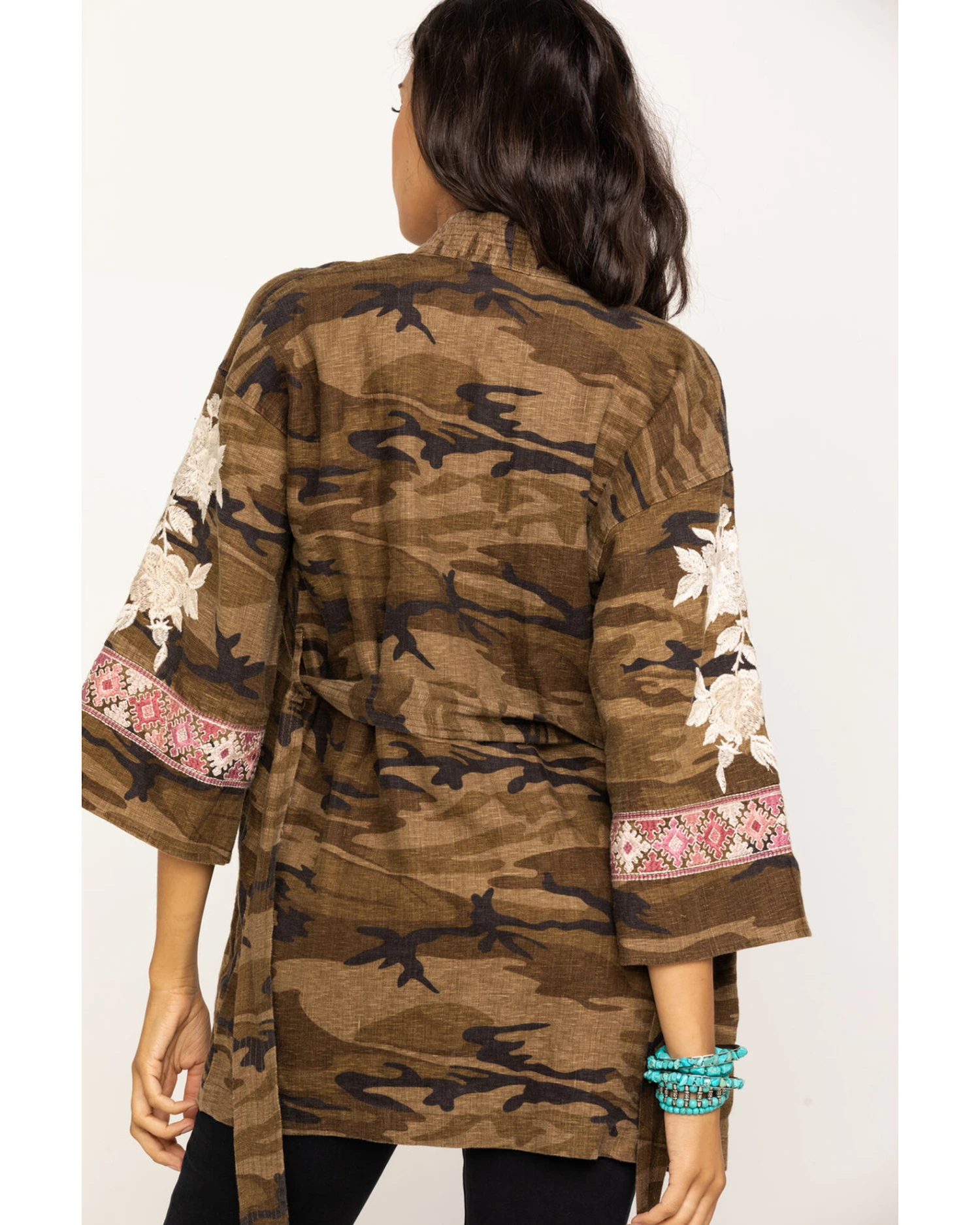 Johnny Was Women's Molly Camo Yuki Trapunto Linen Kimono 6 Johnny Was Women's Molly Camo Yuki Trapunto Linen Kimono - Image 4