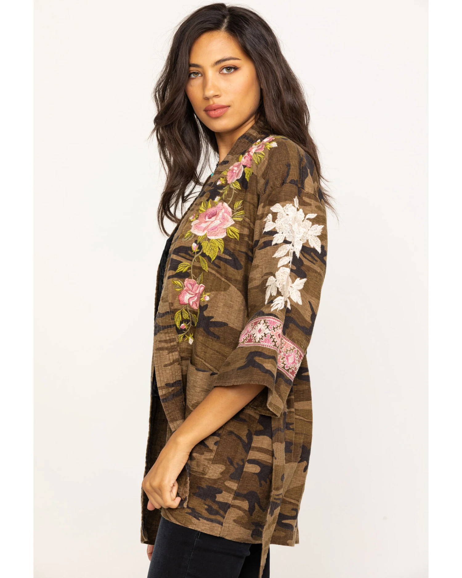 Johnny Was Women's Molly Camo Yuki Trapunto Linen Kimono 8 Johnny Was Women's Molly Camo Yuki Trapunto Linen Kimono - Image 6