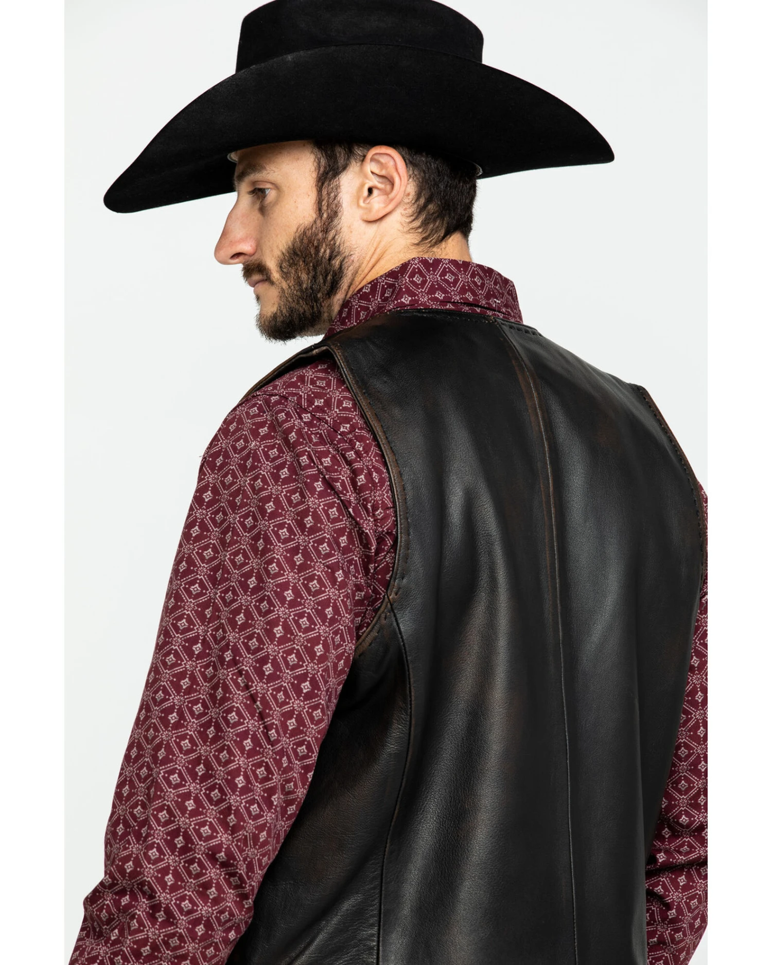 Scully Leatherwear Men's Leather Buck Stitch Vest 4 Scully Leatherwear Men's Leather Buck Stitch Vest - Image 2