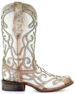 Corral Women's White Glitter Inlay Western Boots - Square Toe 10 Corral Women's White Glitter Inlay Western Boots - Square Toe -Western Cowboy Equipment Store 2000288063 103 P2