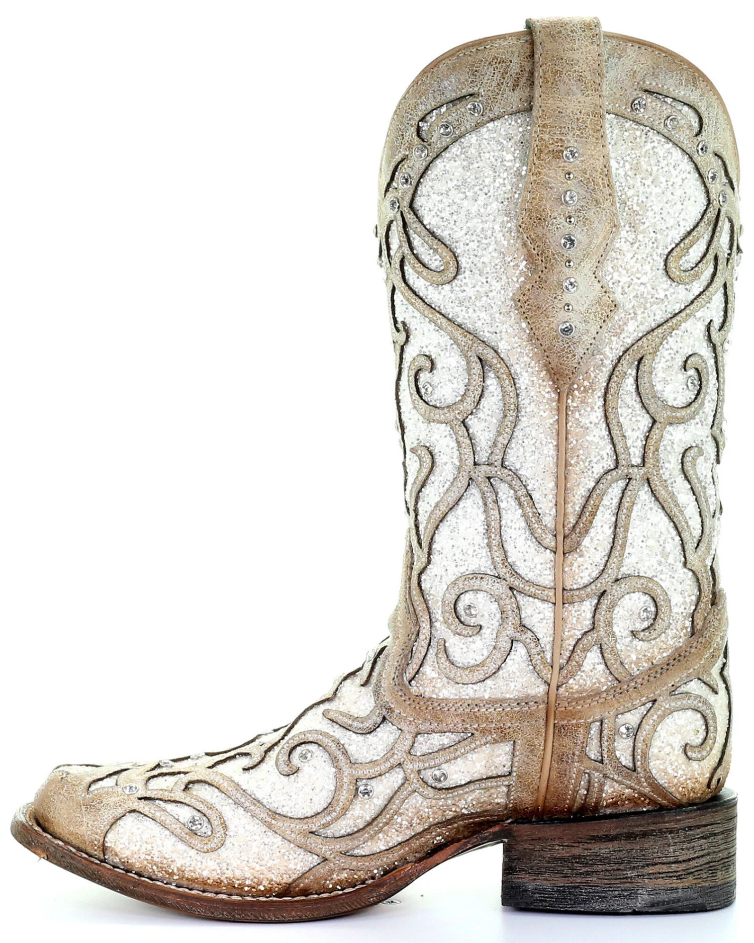 Corral Women's White Glitter Inlay Western Boots - Square Toe 5 Corral Women's White Glitter Inlay Western Boots - Square Toe - Image 3