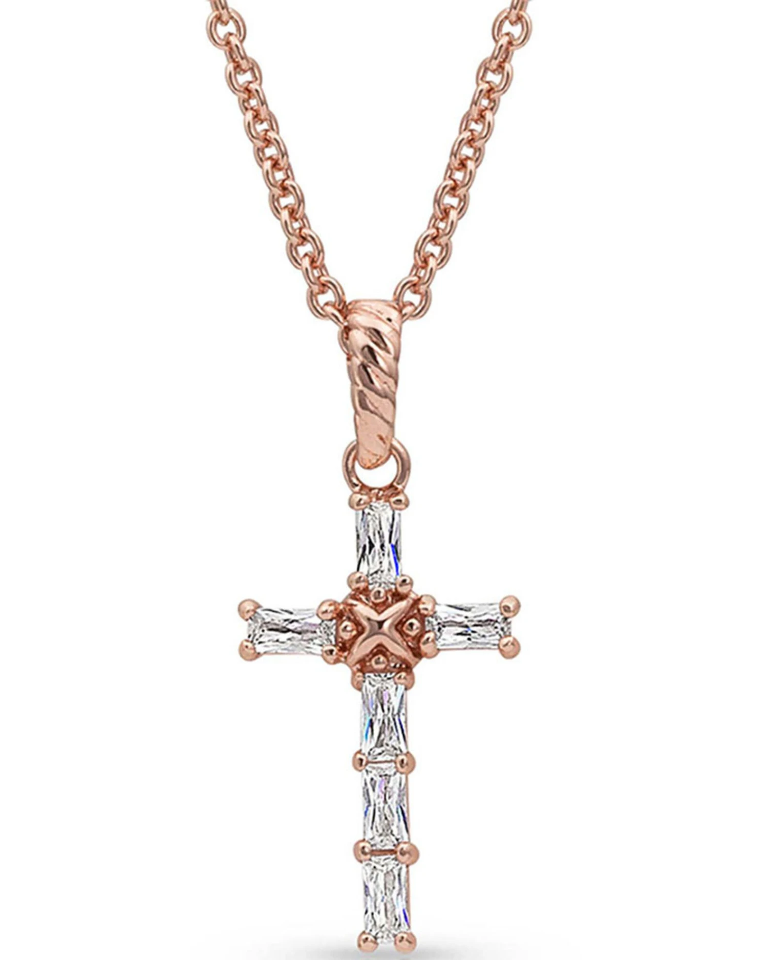 Montana Silversmiths Women's Entwined Rose Gold Brilliant Cross Necklace 3 Montana Silversmiths Women's Entwined Rose Gold Brilliant Cross Necklace