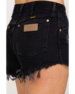 Wrangler Modern Women's Black Heritage Frayed Hem Shorts 11 Wrangler Modern Women's Black Heritage Frayed Hem Shorts -Western Cowboy Equipment Store 2000289986 001 P4