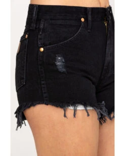 Wrangler Modern Women's Black Heritage Frayed Hem Shorts 12 Wrangler Modern Women's Black Heritage Frayed Hem Shorts -Western Cowboy Equipment Store 2000289986 001 P5