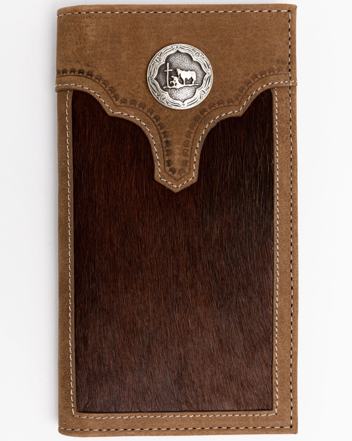 Cody James Men's Hair On Praying Cowboy Leather Checkbook Wallet 3 Cody James Men's Hair On Praying Cowboy Leather Checkbook Wallet
