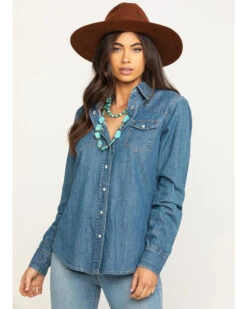 Stetson Women's Denim Desert Embroidered Long Sleeve Snap Western Shirt 11 Stetson Women's Denim Desert Embroidered Long Sleeve Snap Western Shirt -Western Cowboy Equipment Store 2000295427 400 P1