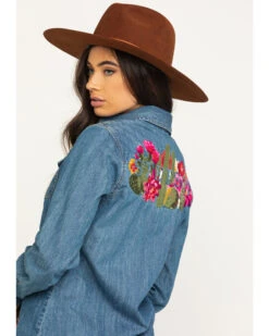 Stetson Women's Denim Desert Embroidered Long Sleeve Snap Western Shirt 12 Stetson Women's Denim Desert Embroidered Long Sleeve Snap Western Shirt -Western Cowboy Equipment Store 2000295427 400 P5