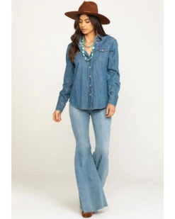 Stetson Women's Denim Desert Embroidered Long Sleeve Snap Western Shirt 13 Stetson Women's Denim Desert Embroidered Long Sleeve Snap Western Shirt -Western Cowboy Equipment Store 2000295427 400 P6