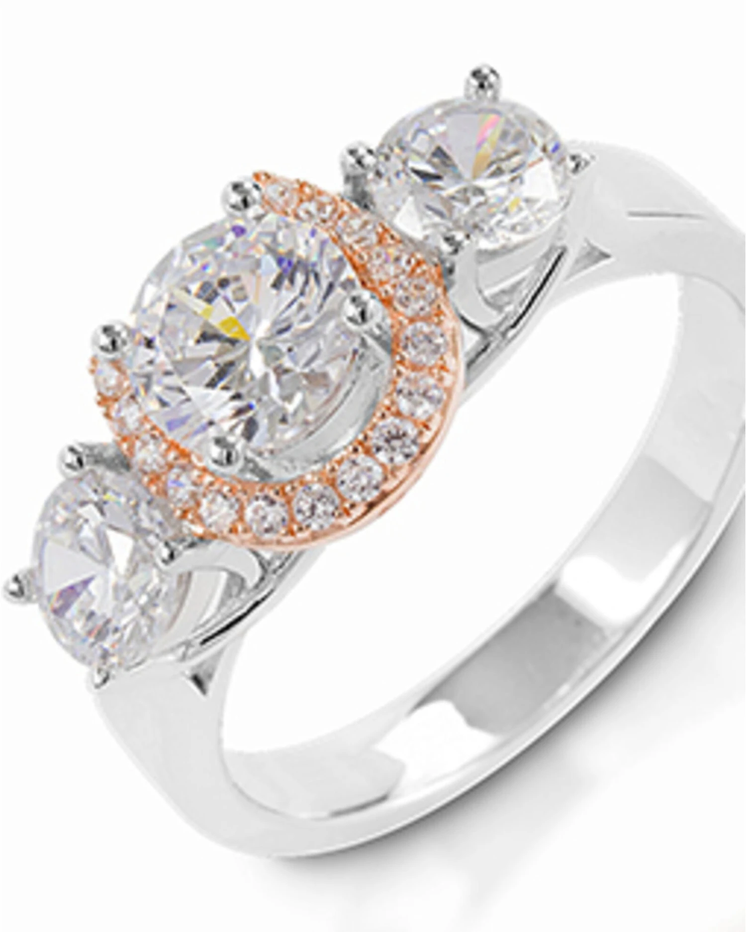 Kelly Herd Women's Large Three Stone Rose 14K Gold Horseshoe Ring 3 Kelly Herd Women's Large Three Stone Rose 14K Gold Horseshoe Ring