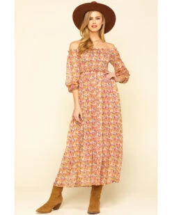Molly Bracken Women's Pink Print Smock Dress -Western Cowboy Equipment Store 2000319580 650 P1