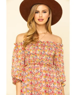 Molly Bracken Women's Pink Print Smock Dress -Western Cowboy Equipment Store 2000319580 650 P4