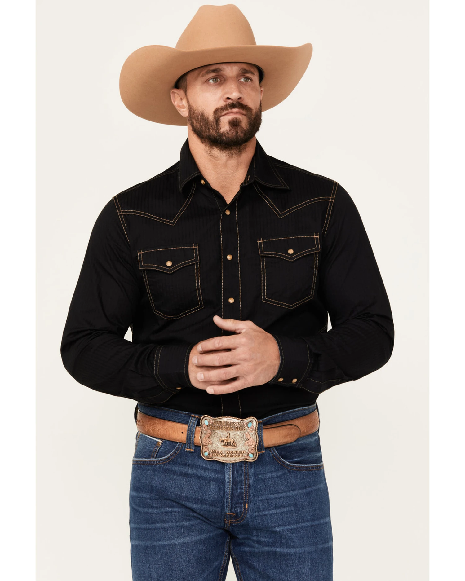 Wrangler Retro Premium Men's Solid Long Sleeve Western Shirt 7 Wrangler Retro Premium Men's Solid Long Sleeve Western Shirt - Image 5