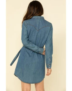 Wrangler Women's Medium Wash Denim Western Shirt Dress 8 Wrangler Women's Medium Wash Denim Western Shirt Dress -Western Cowboy Equipment Store 2000321130 400 P3