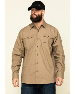 Ariat Men's Khaki Rebar Made Tough Durastretch Long Sleeve Work Shirt - Tall