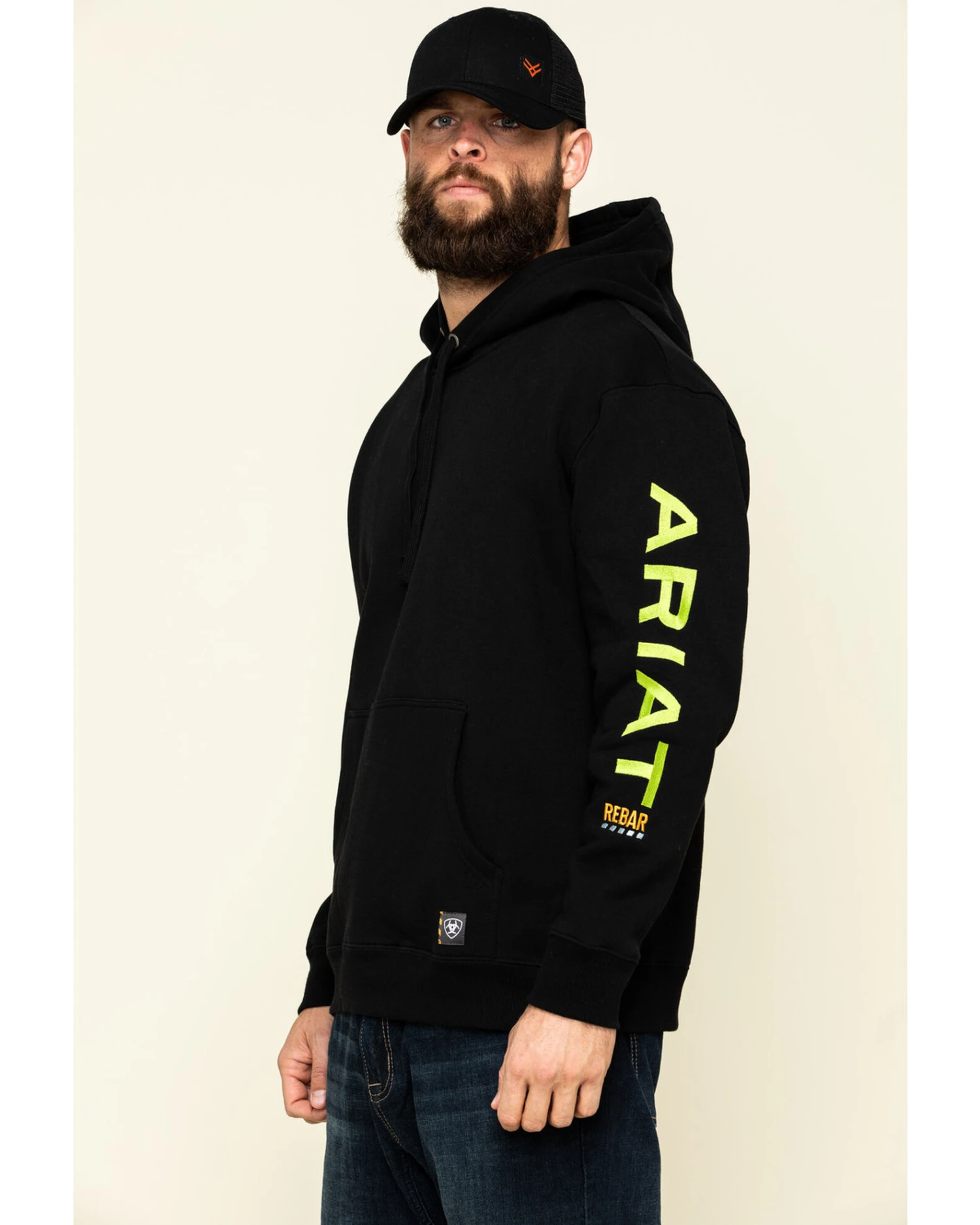 Ariat Men's Black/Lime Rebar Graphic Hooded Work Sweatshirt 3 Ariat Men's Black/Lime Rebar Graphic Hooded Work Sweatshirt