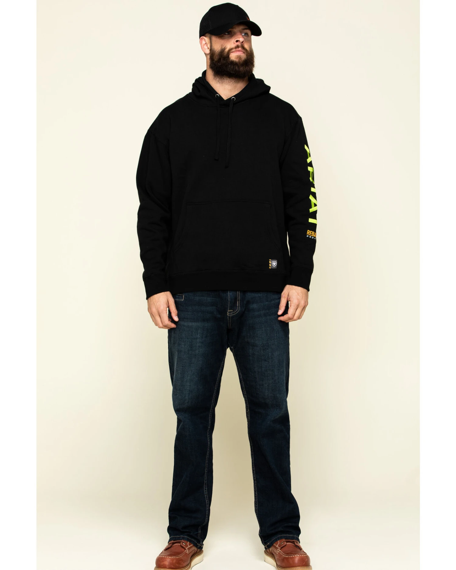 Ariat Men's Black/Lime Rebar Graphic Hooded Work Sweatshirt 7 Ariat Men's Black/Lime Rebar Graphic Hooded Work Sweatshirt - Image 5