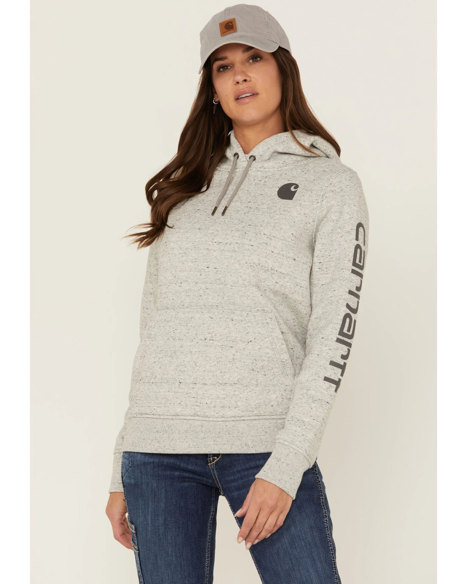 Carhartt Women's Clarksburg Sleeve Logo Hooded Sweatshirt 4 Carhartt Women's Clarksburg Sleeve Logo Hooded Sweatshirt - Image 2