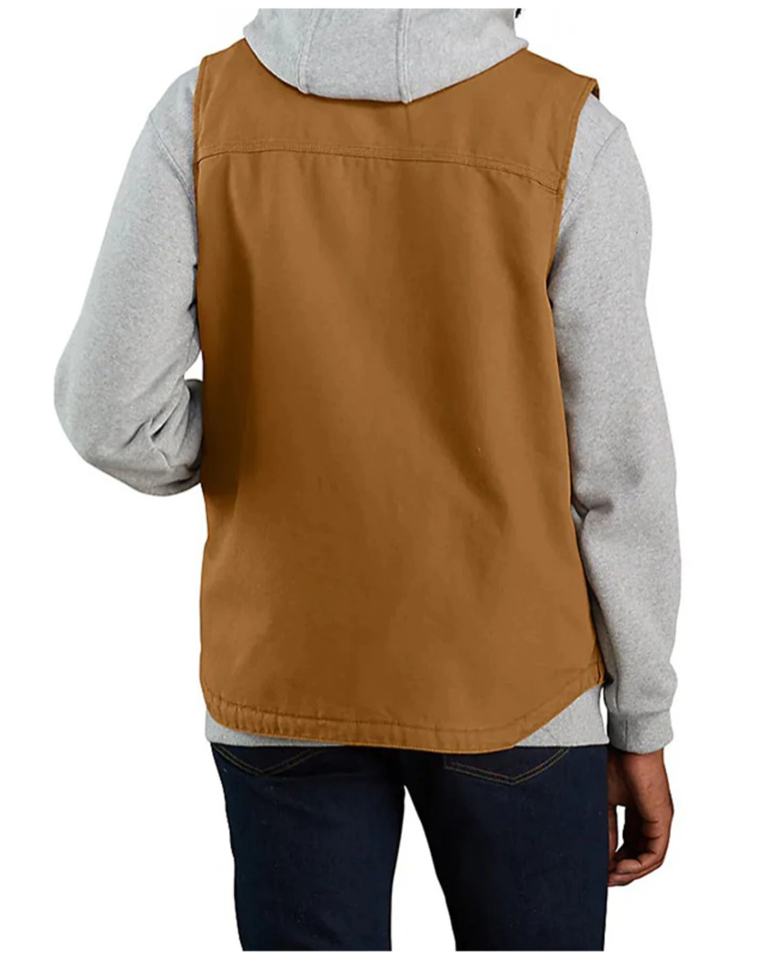 Carhartt Men's Brown Washed Duck Sherpa Lined Mock Neck Work Vest 6 Carhartt Men's Brown Washed Duck Sherpa Lined Mock Neck Work Vest - Image 4