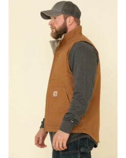 Carhartt Men's Brown Washed Duck Sherpa Lined Mock Neck Work Vest 11 Carhartt Men's Brown Washed Duck Sherpa Lined Mock Neck Work Vest -Western Cowboy Equipment Store 2000323103 200 P4