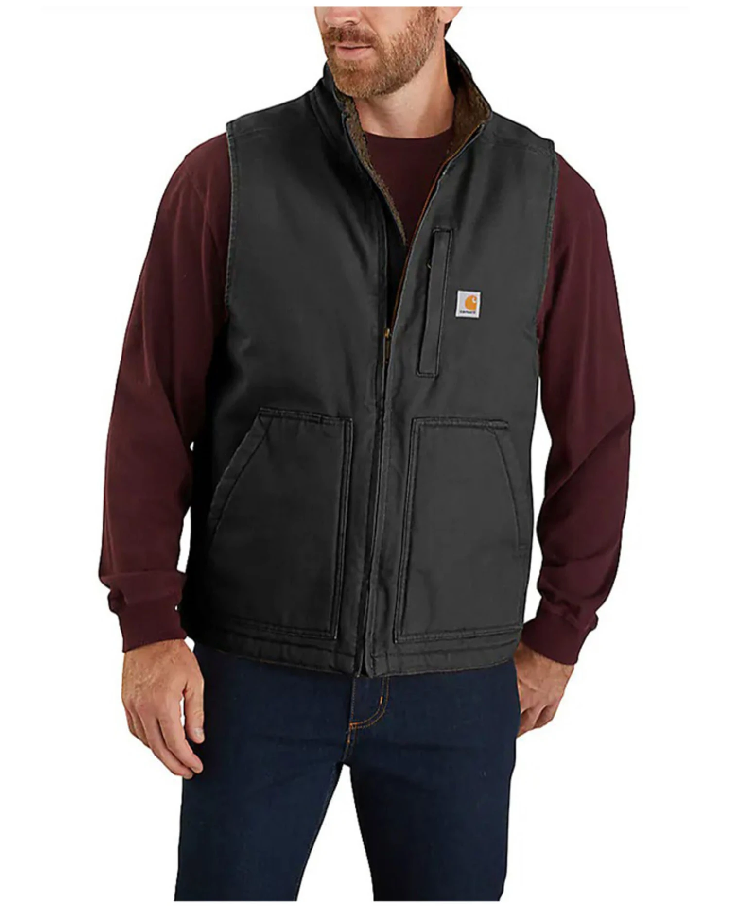 Carhartt Men's Duck Sherpa Lined Mock Neck Work Vest - Tall 5 Carhartt Men's Duck Sherpa Lined Mock Neck Work Vest - Tall - Image 3