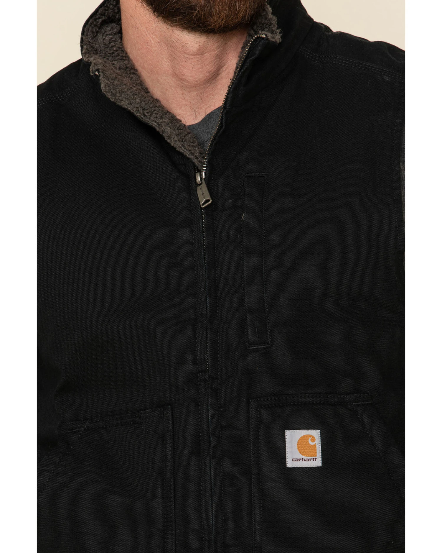 Carhartt Men's Duck Sherpa Lined Mock Neck Work Vest - Tall 4 Carhartt Men's Duck Sherpa Lined Mock Neck Work Vest - Tall - Image 2