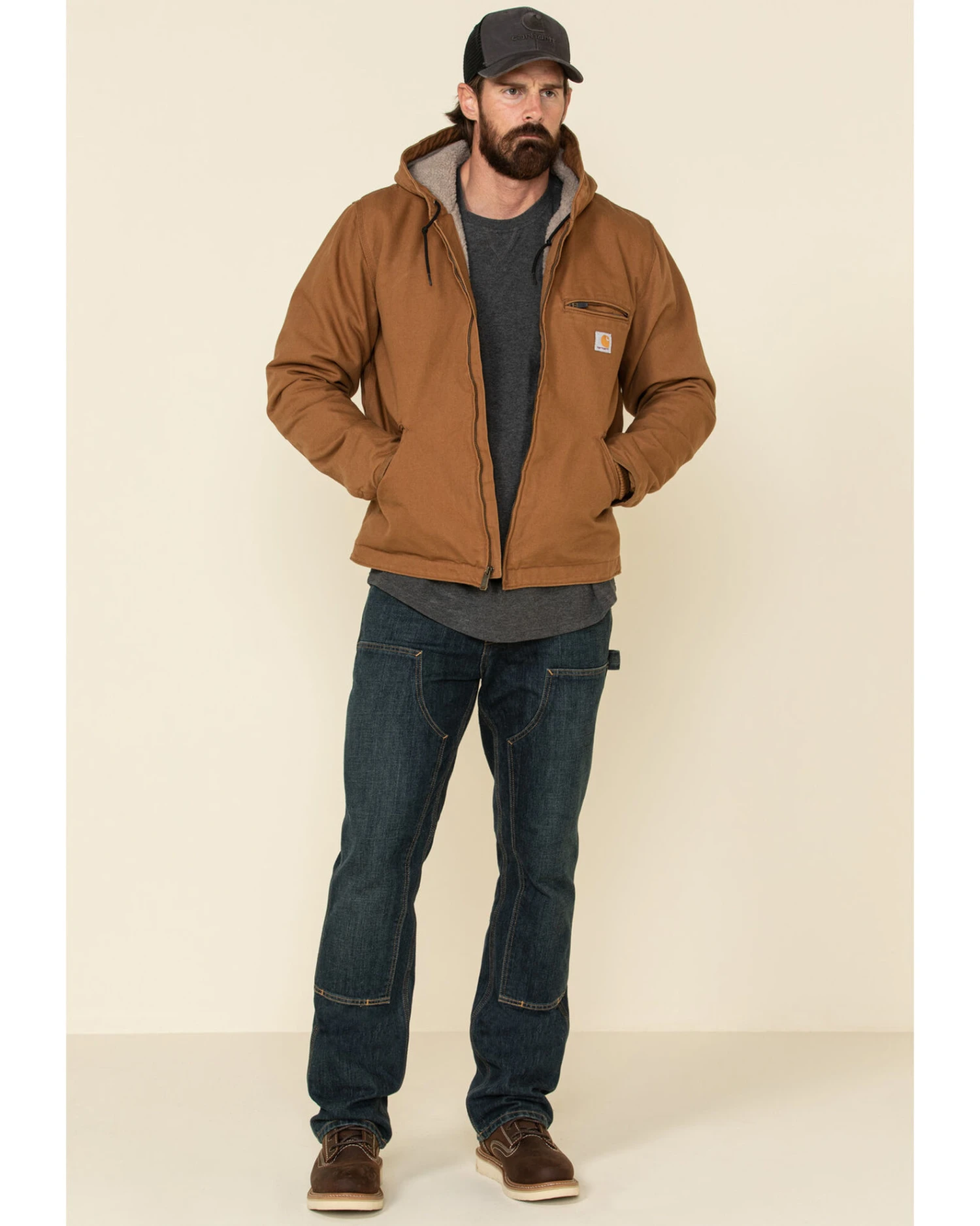 Carhartt Men's Washed Duck Sherpa Lined Hooded Work Jacket 4 Carhartt Men's Washed Duck Sherpa Lined Hooded Work Jacket - Image 2